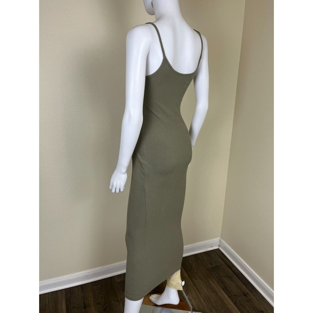MESHKI Women Size XS Green Ribbed Cami Maxi Bodycon Dress Casual Minimal Travel - Picture 12 of 15